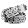 Cinto de couro da moda - com furos / strass - fivela de metal