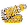 Cinto de couro da moda - com furos / strass - fivela de metal