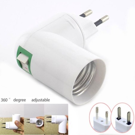 Tomada de luz E27 com plugue UE / EUA e interruptor embutido