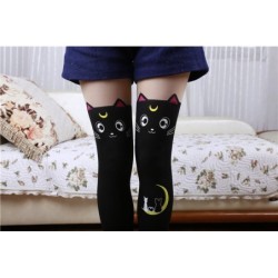 Nylon knee socks - cat designClothing