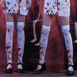Meias de Halloween - sobre o joelho - sangue - teia de aranha - cruz - ossos
