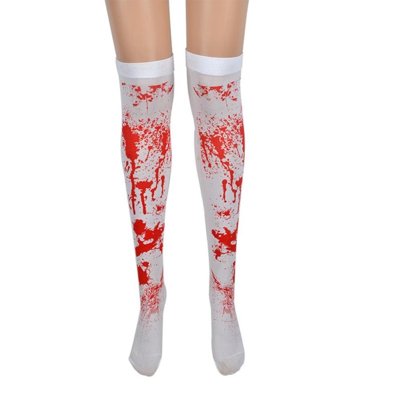 Meias de Halloween - sobre o joelho - sangue - teia de aranha - cruz - ossos