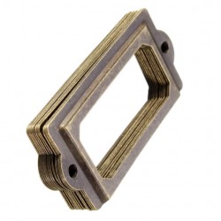 Antique brass drawer handles - label holders - metal frames - 12 piecesFurniture
