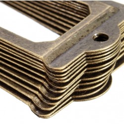 Antique brass drawer handles - label holders - metal frames - 12 piecesFurniture