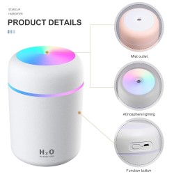 Mini umidificador de ar - difusor de óleo essencial - LED - USB