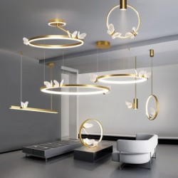 Lâmpada de acrílico moderna - montada na parede - LED - com borboletas