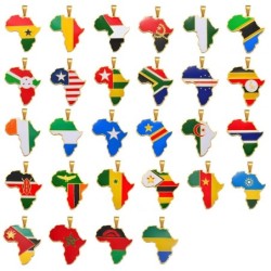 Necklace with African countries pendant - gold - 60cmNecklaces