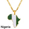 Colar com pingente de países africanos - ouro - 60cm