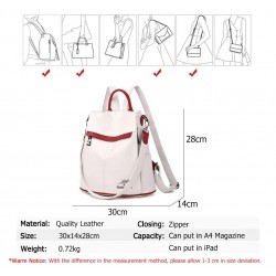 Mochila de couro multifuncional - bolsa de ombro - zíperes antifurto - grande capacidade - logotipo canguru