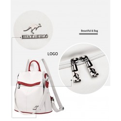 Mochila de couro multifuncional - bolsa de ombro - zíperes antifurto - grande capacidade - logotipo canguru