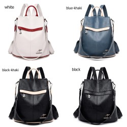 Mochila de couro multifuncional - bolsa de ombro - zíperes antifurto - grande capacidade - logotipo canguru
