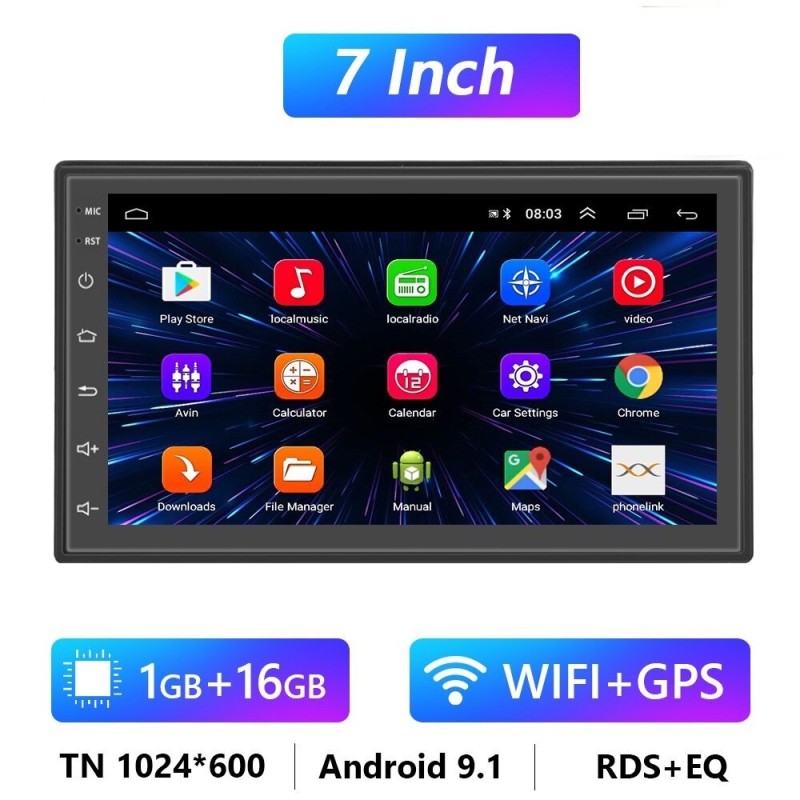 Android 9 / 10 car radio - 1GB-16GB - Bluetooth - camera - CarPlay - MirrorLinkDin 2