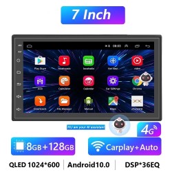 Android 10 QLED car radio - 8GB-128GB - Bluetooth - AI - 8-core - CarPlay - 4GDin 2