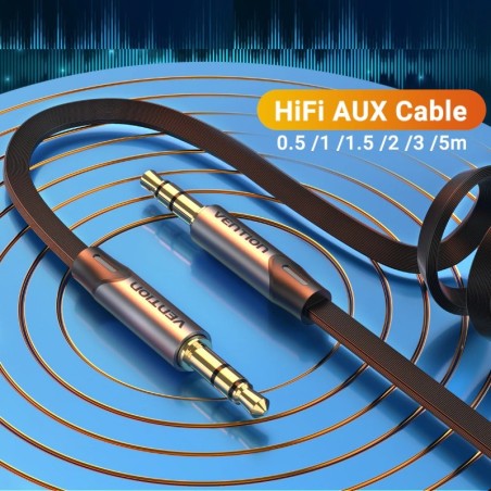 Cabo Aux HiFi macho para macho - 3,5 mm - cabo para fones de ouvido / alto-falante