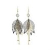 Hollow leafs long earrings - with zircon / pearlsEarrings