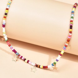 Colorful bead short necklace - with starsNecklaces