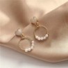 White heart earrings - round pearl pendantEarrings
