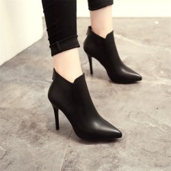 Botins de salto de couro - com zíper