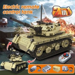 Military electric tank - remote control - building blocks - RC toy - 759 piecesRC Toys