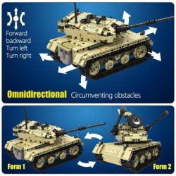 Military electric tank - remote control - building blocks - RC toy - 759 piecesRC Toys
