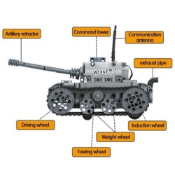 Tanque elétrico militar - blocos de construção - interruptor de toque - brinquedo educacional - 378 peças