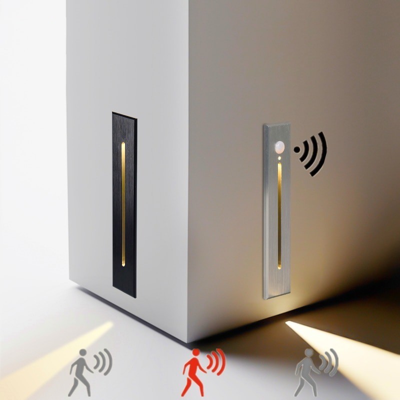 Lâmpada de parede LED de encastrar - com sensor de movimento - IP65 exterior - 3W
