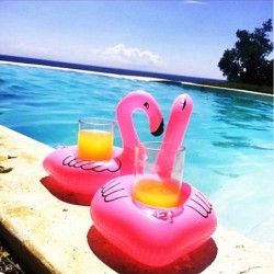 Flamingo inflável - porta-bebidas de piscina - brinquedo flutuante - 10 peças