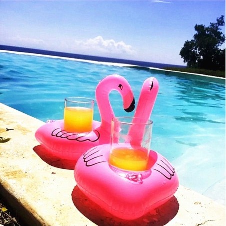 Flamingo inflável - porta-bebidas de piscina - brinquedo flutuante - 10 peças