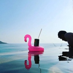 Flamingo inflável - porta-bebidas de piscina - brinquedo flutuante - 10 peças