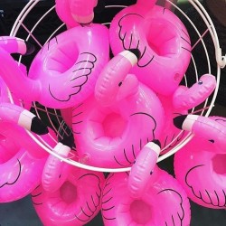 Flamingo inflável - porta-bebidas de piscina - brinquedo flutuante - 10 peças