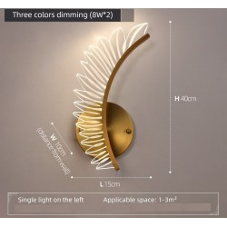 Candeeiro de parede LED moderno - design de asas douradas - interior