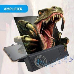 12 polegadas - Amplificador de tela - lupa de vidro 3D com alto-falante Bluetooth - para smartphone