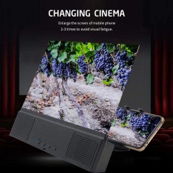 12 polegadas - Amplificador de tela - lupa de vidro 3D com alto-falante Bluetooth - para smartphone