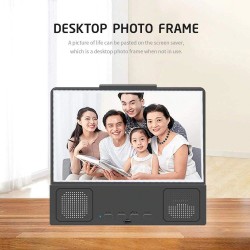 12 polegadas - Amplificador de tela - lupa de vidro 3D com alto-falante Bluetooth - para smartphone