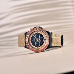 PAGANI DESIGN - relógio mecânico / automático - luneta arco-íris - impermeável - couro / pulseira de nylon
