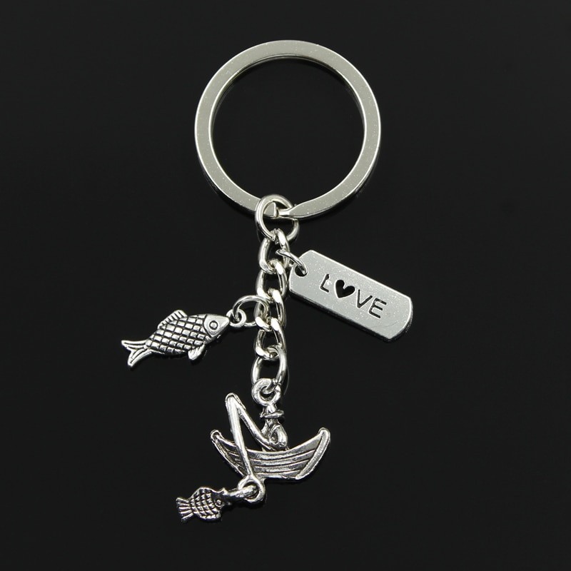Barco de pescador - LOVE - pingentes de peixe - chaveiro