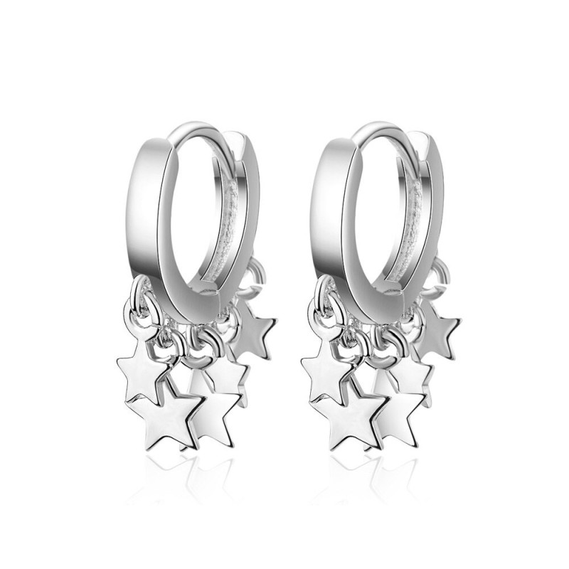 Brincos redondos banhados a prata/ouro - com estrelas