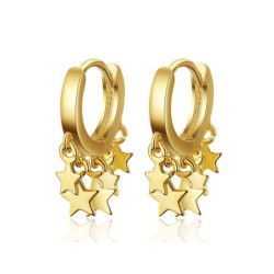Brincos redondos banhados a prata/ouro - com estrelas