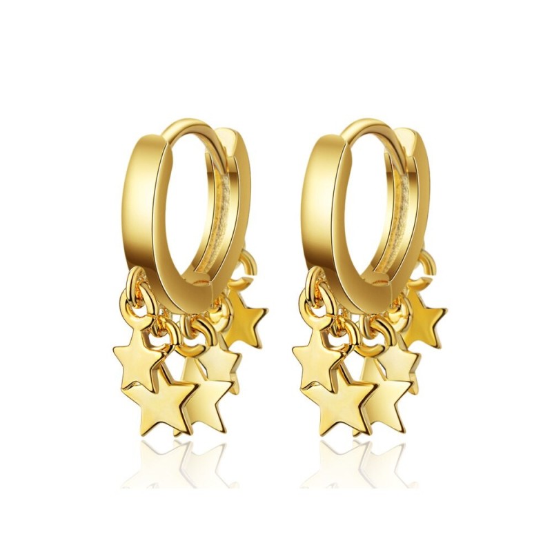 Brincos redondos banhados a prata/ouro - com estrelas