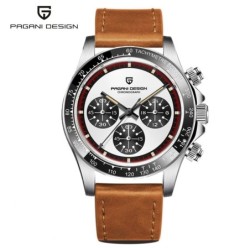 Pagani Design - relógio de quartzo automático - vidro de safira - cronógrafo - couro - aço inoxidável