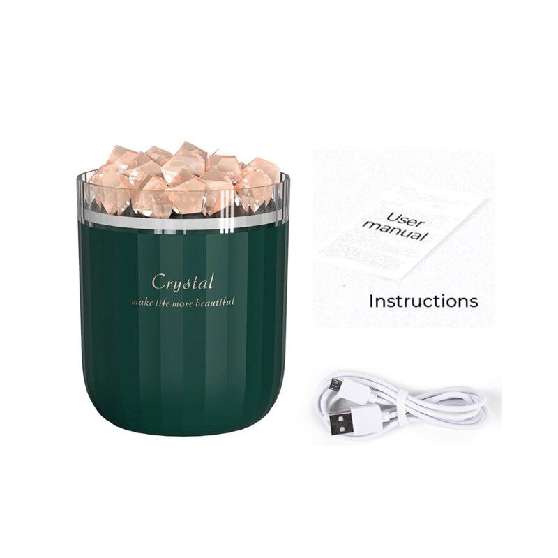 Cristal natural - umidificador de ar sem fio de aromaterapia - com lâmpada de atmosfera - difusor de óleo essencial