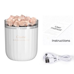 Cristal natural - umidificador de ar sem fio de aromaterapia - com lâmpada de atmosfera - difusor de óleo essencial