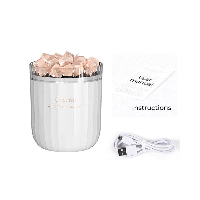 Cristal natural - umidificador de ar sem fio de aromaterapia - com lâmpada de atmosfera - difusor de óleo essencial