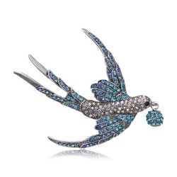 Pássaro de strass colorido - broche vintage