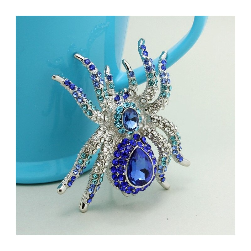 Grande broche de aranha de cristal