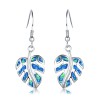 Silver dangle leaves earrings - colorful crystal opalEarrings