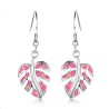 Silver dangle leaves earrings - colorful crystal opalEarrings