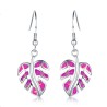 Silver dangle leaves earrings - colorful crystal opalEarrings