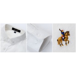 Camisa clássica de algodão manga comprida - lisa / às riscas - logótipo bordado