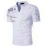 Fashionable short sleeve t-shirt - stand up open collar - printed sleevesT-shirts